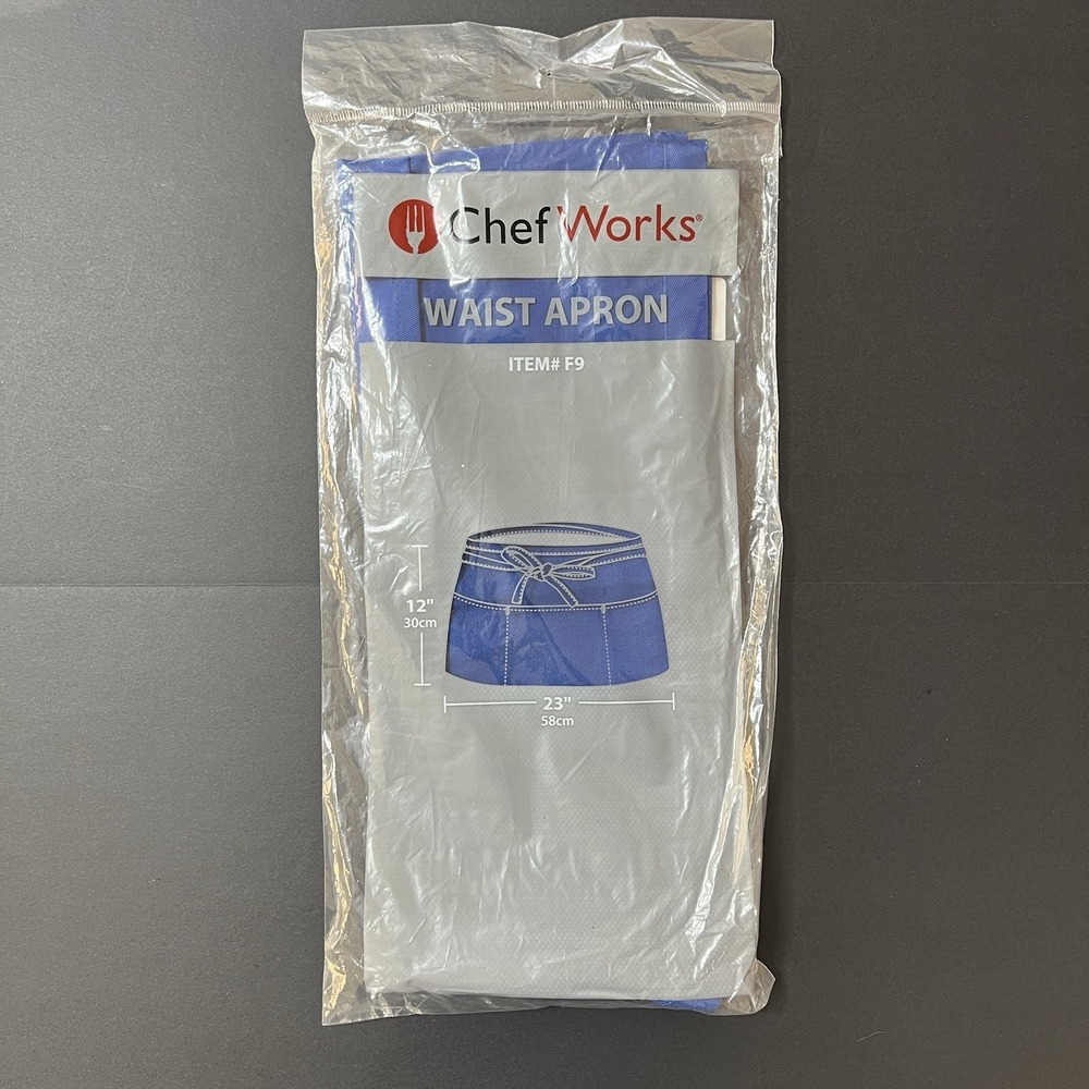 Chef Works Waist Apron F9 Blue Unisex One Size 12" x 23" New